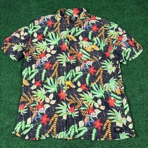 Vans x Crayola Aloha Shirt Size Large Tropical Parrot Floral Button Front